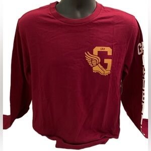 Men’s Gap Athletic Logo T-Shirt Crew Neck Long-sleeved Medium Garnet Red